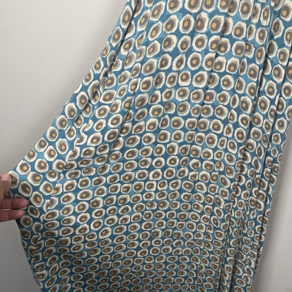 Boden Fixed Wrap Jersey Printed 3/4 Sleeves Midi Dress Size 10 R Blue Yellow Dot - Picture 9 of 14